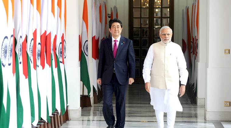 Prime Minister Narendra Modi with the Prime Minister of Japan, Shinzo Abe, at Hyderabad House, in New Delhi on December 12, 2015. (PIB)